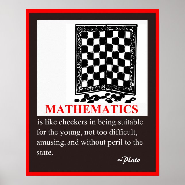 Math Humor and quote by Plato Poster (Front)