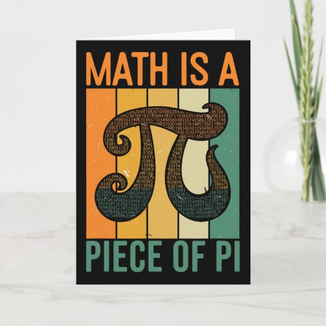Math Is A Piece Of Pi Retro Pi Day Teacher Graphic Card (Front)