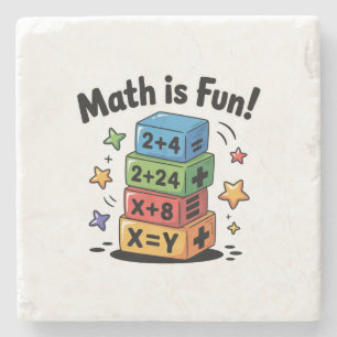 Math is fun stickers stone coaster