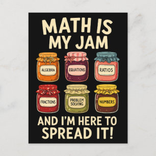  Math Is My Jam – Funny Teacher Design  Holiday Postcard