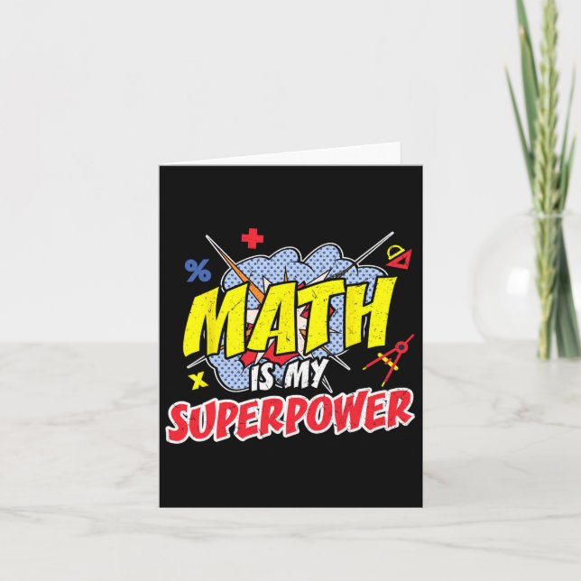 Math Is My Superpower Funny Teaching Pi Day Teache Card (Front)