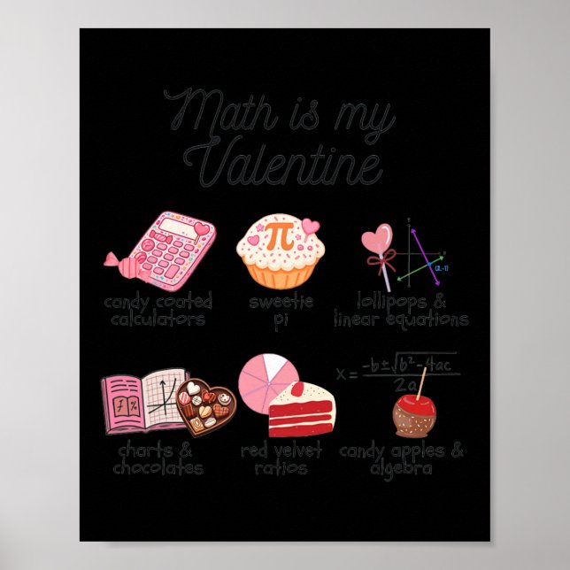 Math Is My Valentine Funny Math Teacher Stem Teach Poster (Front)