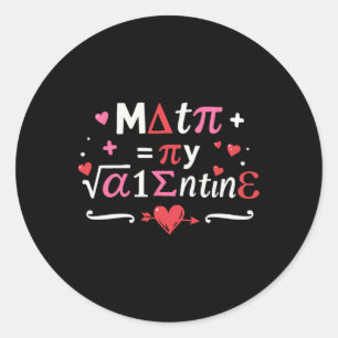 Math Is My Valentine Symbols For Teacher Valentine Classic Round Sticker