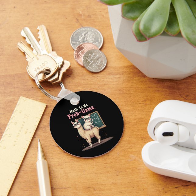Math Is No Prob-llama Fun & Cute Math Inspiration Key Ring (Desk)