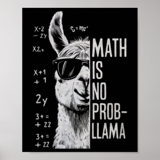 Math Is No Prob-llama Funny Llama Man Women  Poster