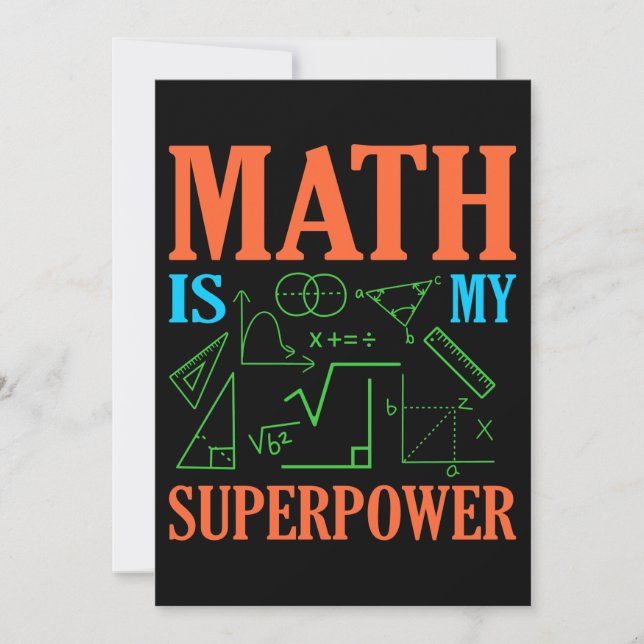 Math Is Superpower Teacher Mathematics Maths Invitation (Front)