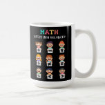 Math keeps you balanced coffee mug<br><div class="desc">Playful math artwork with plus,  minus,  times,  divide,  equals,  percent,  greater than,  less than and not equal. A friendly learning themed layout that shows how math concepts stay in balance. Great for teachers,  students and kids.</div>