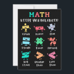 Math keeps you balanced invitation<br><div class="desc">Playful math artwork with plus,  minus,  times,  divide,  equals,  percent,  greater than,  less than and not equal. A friendly learning themed layout that shows how math concepts stay in balance. Great for teachers and students.</div>