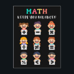 Math keeps you balanced postcard<br><div class="desc">Playful math artwork with plus,  minus,  times,  divide,  equals,  percent,  greater than,  less than and not equal. A friendly learning themed layout that shows how math concepts stay in balance. Great for teachers and students.</div>