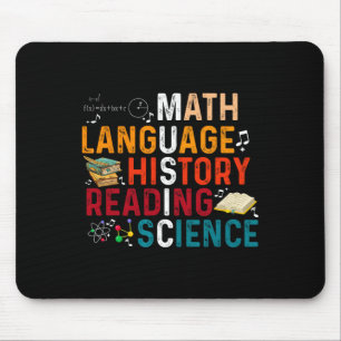 Math Language History Reading Science Music Teache Mouse Mat