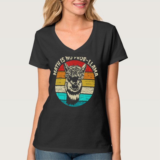 Math Llama Teacher Math Is No Prob Llama T-Shirt (Front)