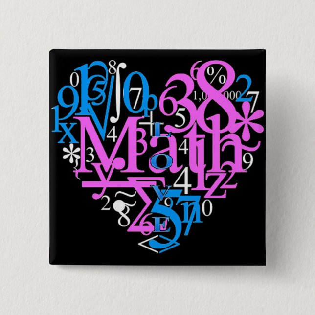 Math Love 15 Cm Square Badge (Front)