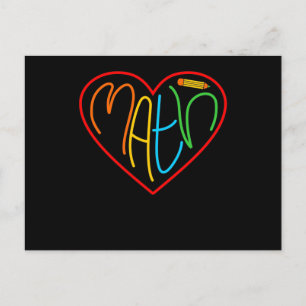 Math Love Heart Mathematics Maths Teacher Student Postcard