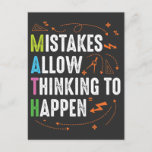 Math Lover Teacher Algebra Geometry Postcard<br><div class="desc">Mistakes Allow Thinking To Happen.</div>