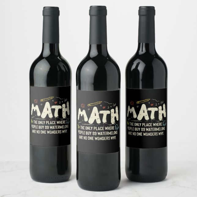 Math  Mathematics Math Teacher Gift Wine Label (Bottles)