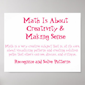 Math Mindsets Poster-Recognise and Solve Patterns Poster