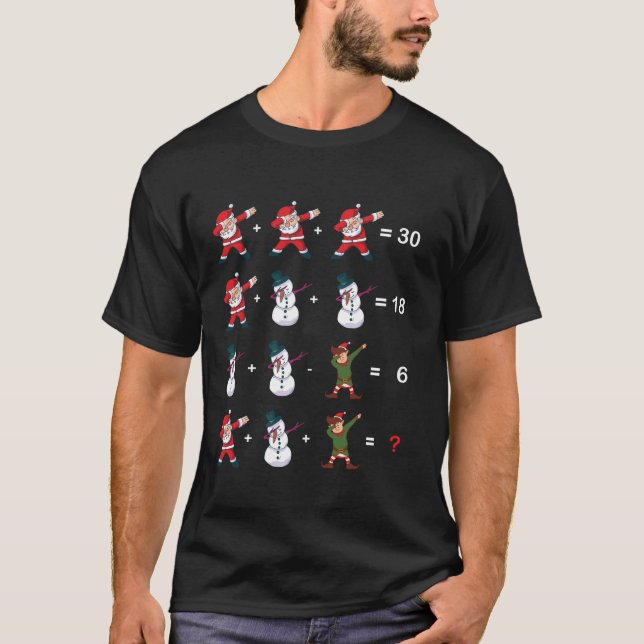 Math Nerd Funny Christmas Math Teacher Puzzle Chal T-Shirt (Front)