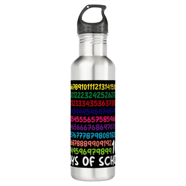 Math Numbers 100th Day of School Teacher Kids  710 Ml Water Bottle (Front)