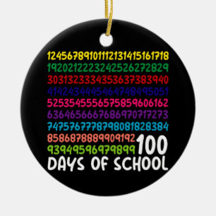 Math Numbers 100th Day of School Teacher Kids  Ceramic Tree Decoration