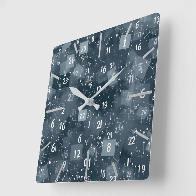 Math Numbers Abstract Square Wall Clock (Angle)