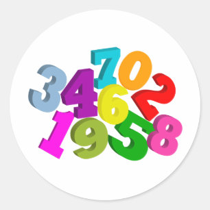math numbers in colour classic round sticker