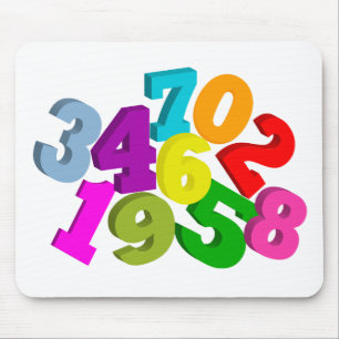 math numbers in colour mouse mat