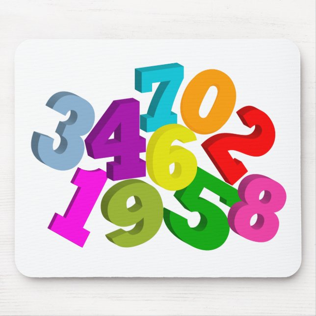 math numbers in colour mouse mat (Front)