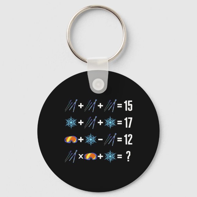 Math Order Of Operation Skiing Snow Flakes Goggles Key Ring (Front)