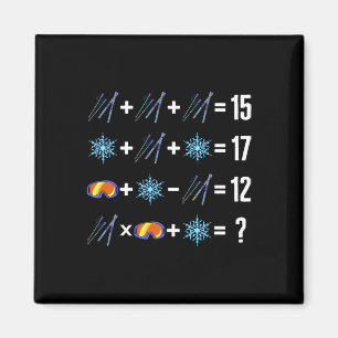 Math Order Of Operation Skiing Snow Flakes Goggles Magnet