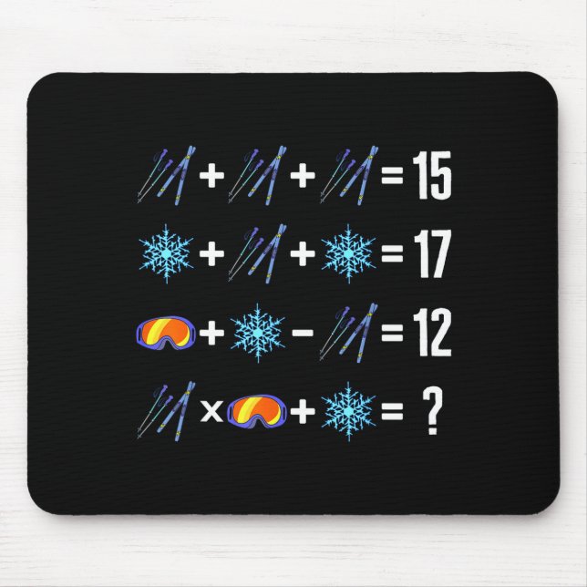 Math order of operation skiing snow flakes goggles mouse mat (Front)