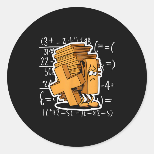 Math Overload Funny Equation Cartoon  Classic Round Sticker (Front)