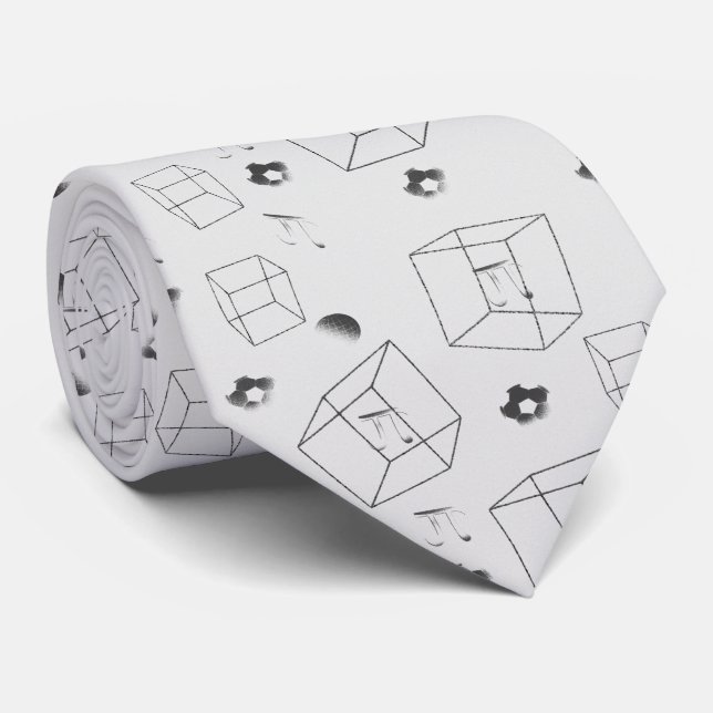Math Pattern Black and White Tie (Rolled)