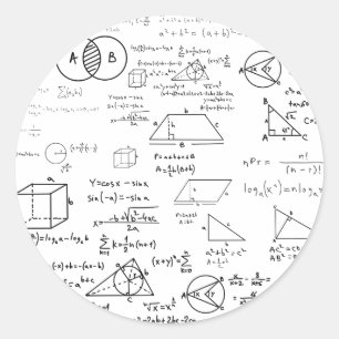 math pattern classic round sticker