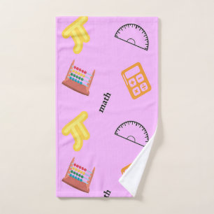 Math pattern on pink hand towel