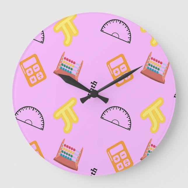 Math pattern on pink large clock (Front)