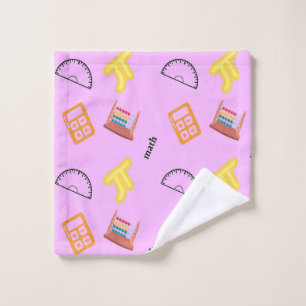 Math pattern on pink wash cloth