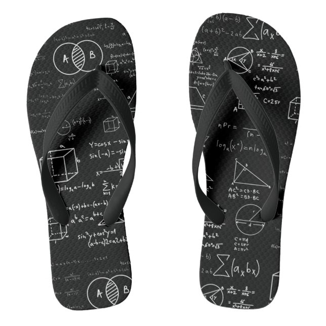 math pattern science school sketch drawing geek ma flip flops (Footbed)