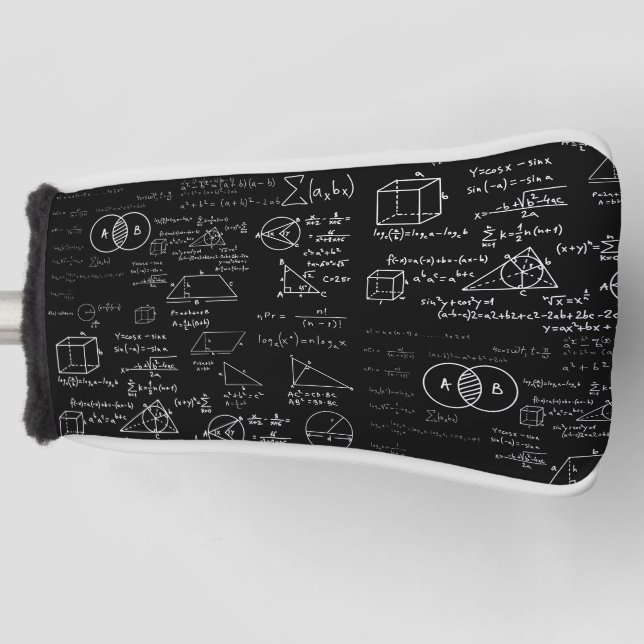 math pattern science school sketch drawing geek ma golf head cover (Front)