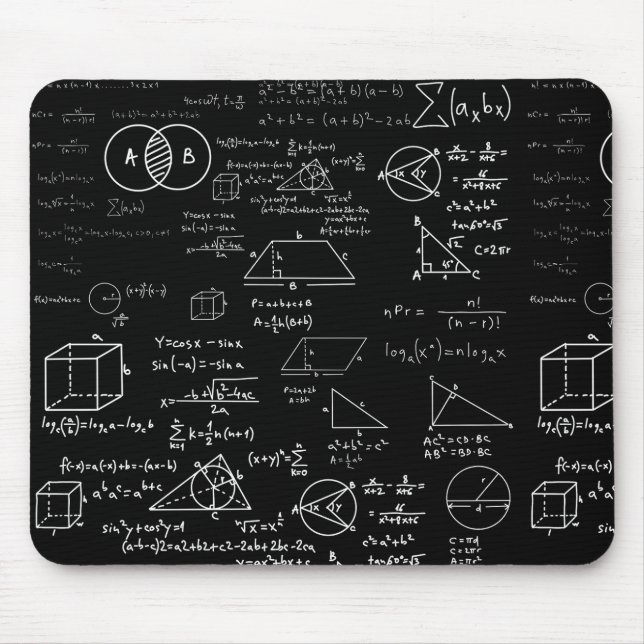 math pattern science school sketch drawing geek ma mouse mat (Front)
