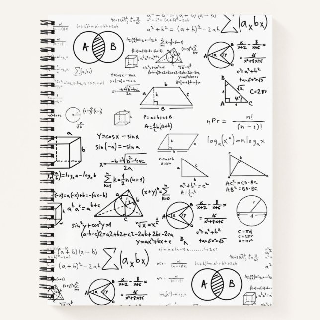 math pattern science school sketch drawing geek ma notebook (Front)
