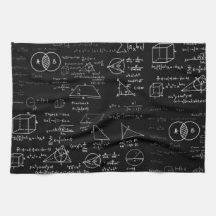 math pattern science school sketch drawing geek ma tea towel