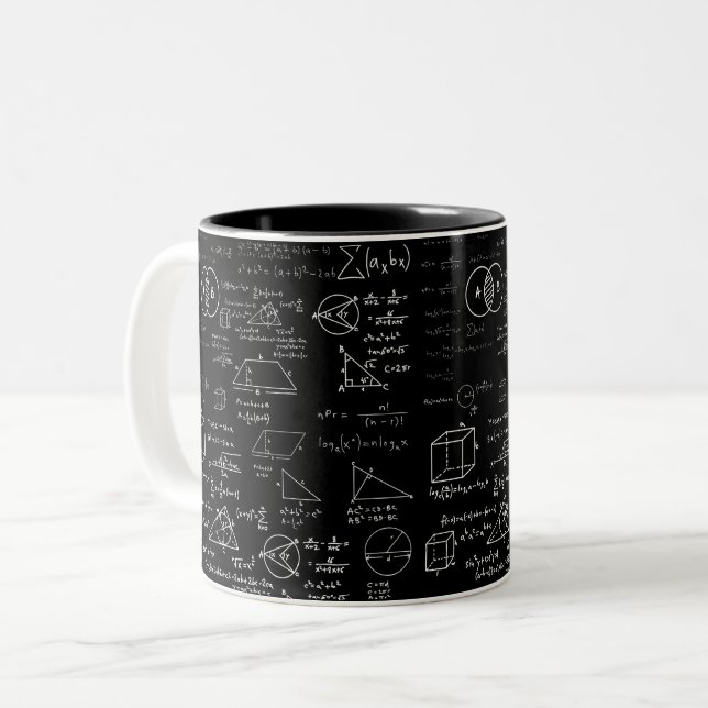 math pattern science school sketch drawing geek ma Two-Tone coffee mug (Front Left)