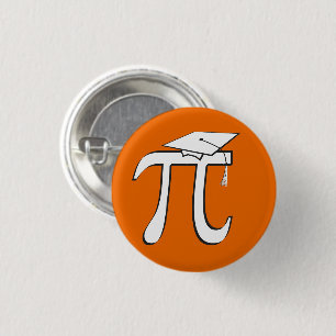 Math Pi Graduate © - Orange and White 3 Cm Round Badge