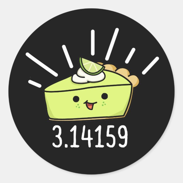Math Pi Number Funny Pie Pun Dark BG Classic Round Sticker (Front)