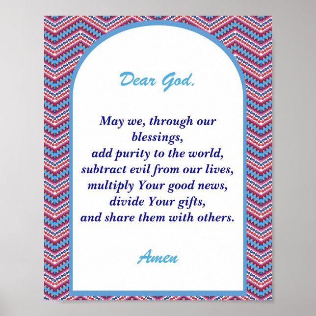 Math Prayer, Sunday School Decorative Poster (Front)
