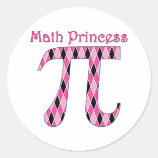 Math Princess Pink and Black.png Classic Round Sticker
