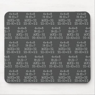 Math Problems on grey Mouse Mat