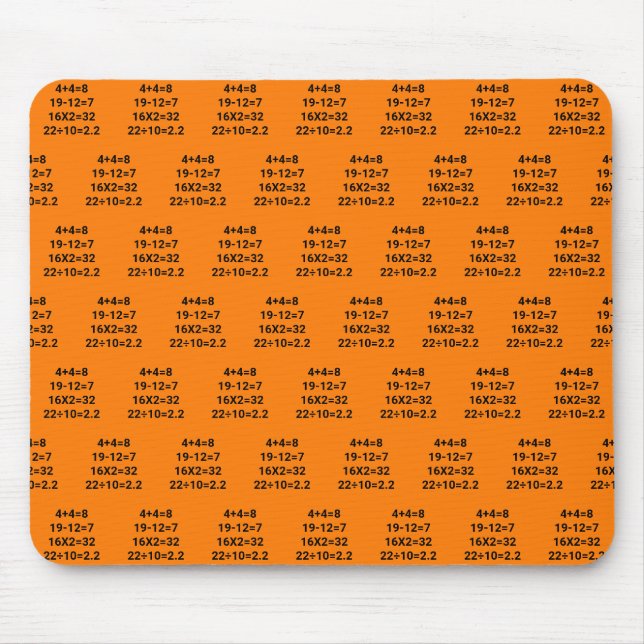 Math Problems on orange Mouse Mat (Front)