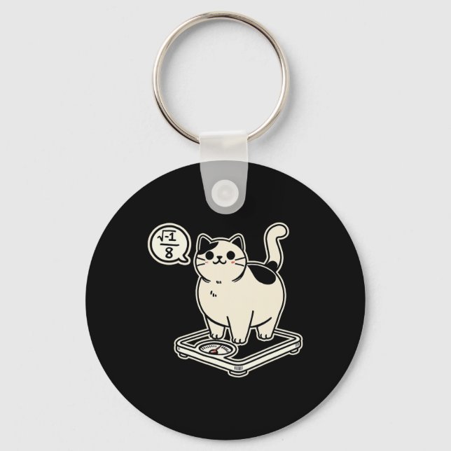 Math Pun Cat i Overate I Over 8 Funny Math Teacher Key Ring (Front)
