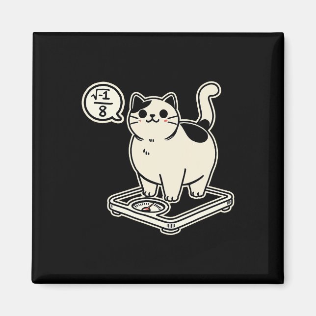 Math Pun Cat i Overate I Over 8 Funny Math Teacher Magnet (Front)
